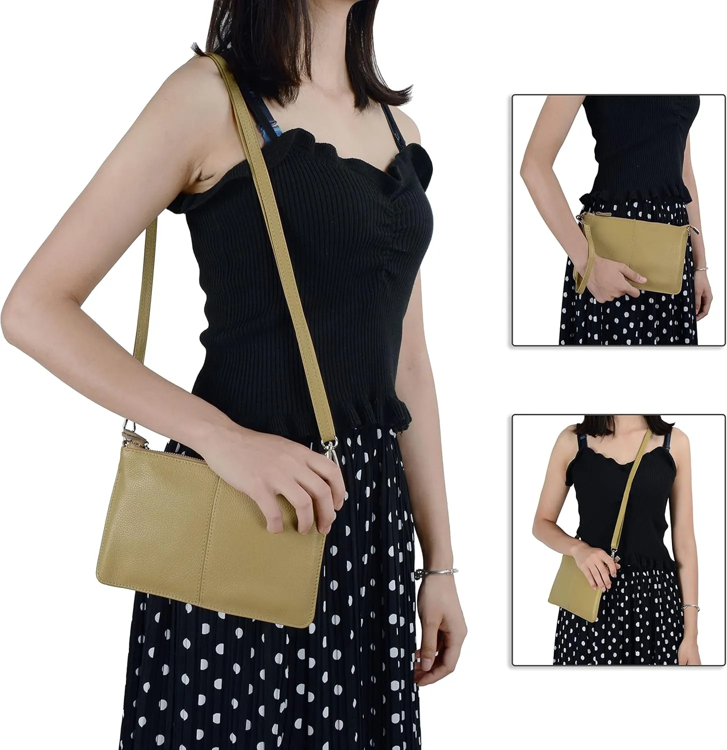 befen Genuine Leather Wristlet Clutch Wallet Purses Small Crossbody Bags for Women with RFID Blocking Card Slots