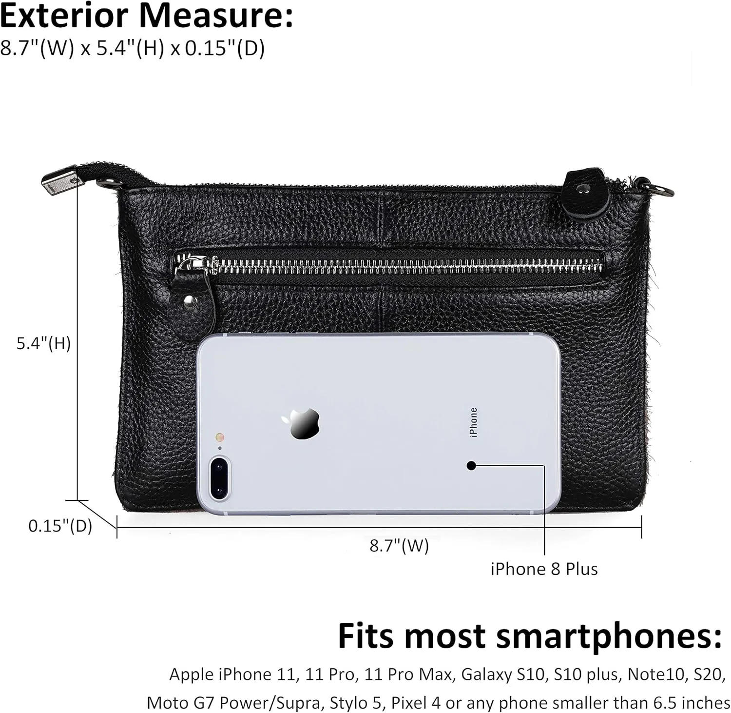 befen Genuine Leather Wristlet Clutch Wallet Purses Small Crossbody Bags for Women with RFID Blocking Card Slots