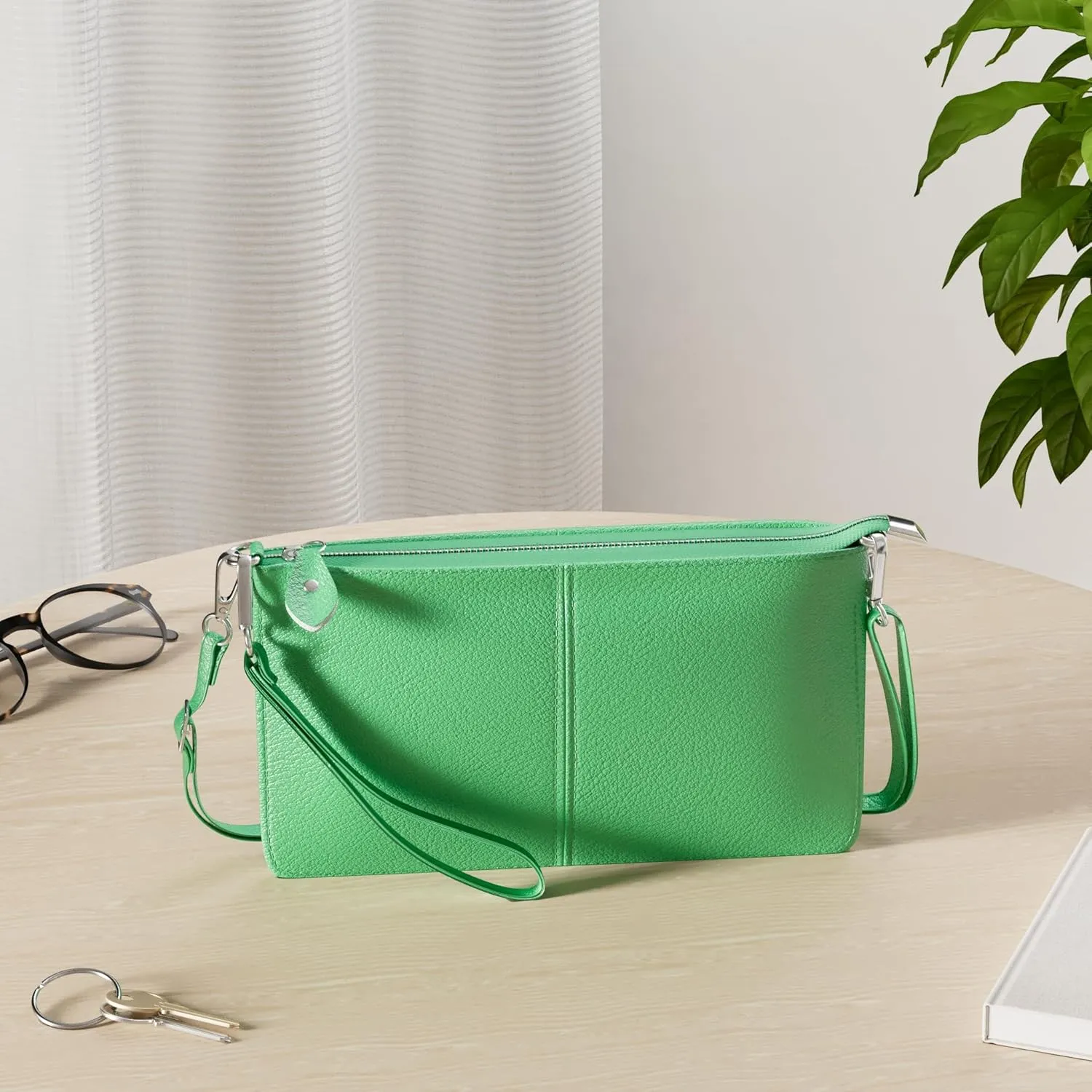 befen Genuine Leather Wristlet Clutch Wallet Purses Small Crossbody Bags for Women with RFID Blocking Card Slots