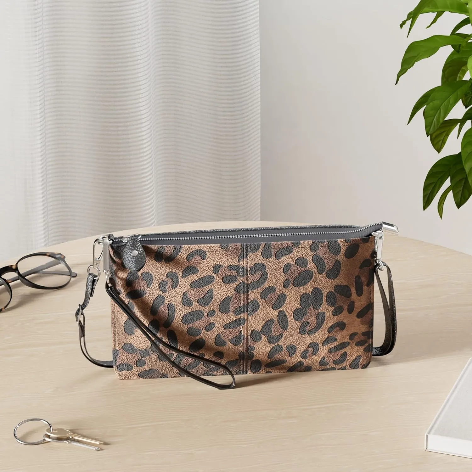 befen Genuine Leather Wristlet Clutch Wallet Purses Small Crossbody Bags for Women with RFID Blocking Card Slots