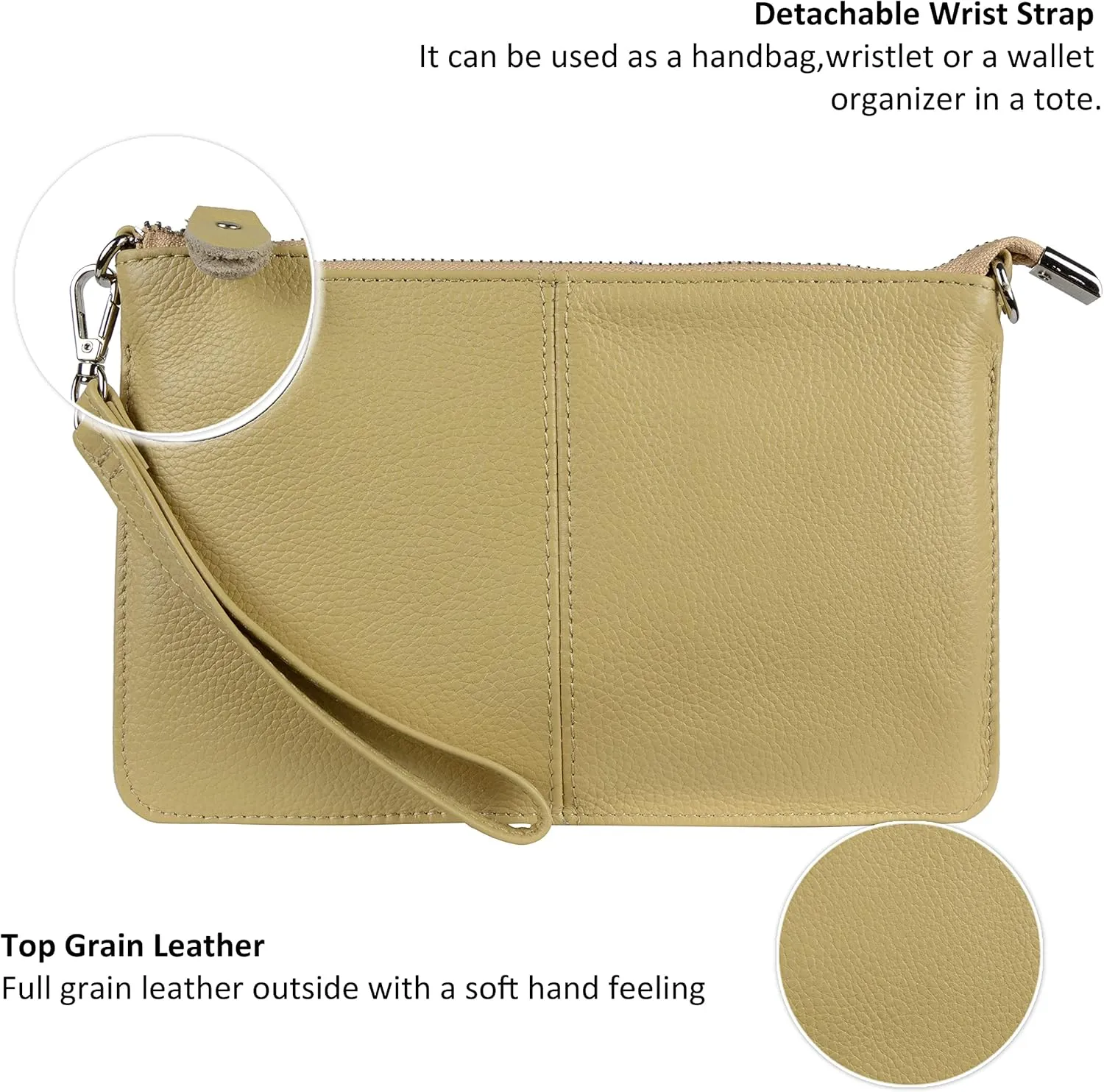 befen Genuine Leather Wristlet Clutch Wallet Purses Small Crossbody Bags for Women with RFID Blocking Card Slots