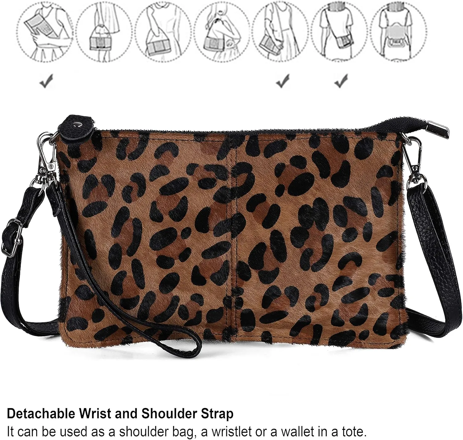 befen Genuine Leather Wristlet Clutch Wallet Purses Small Crossbody Bags for Women with RFID Blocking Card Slots