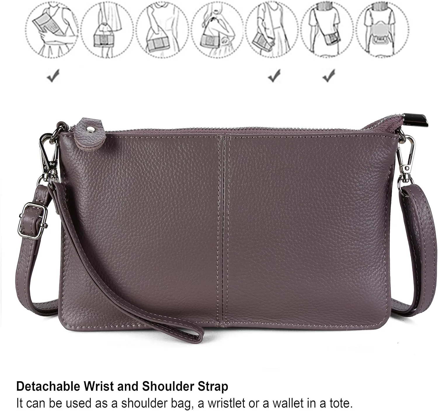 befen Genuine Leather Wristlet Clutch Wallet Purses Small Crossbody Bags for Women with RFID Blocking Card Slots