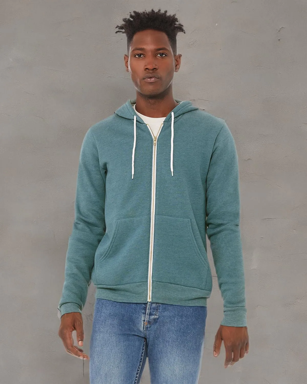Bella & Canvas Men's 3739 Unisex Poly-Cotton Fleece Full-Zip Hoodie
