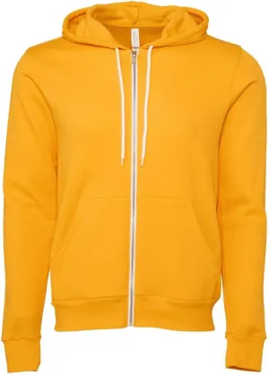 Bella Canvas Unisex Poly-Cotton Fleece Full-Zip Hooded Sweatshirt M Gold