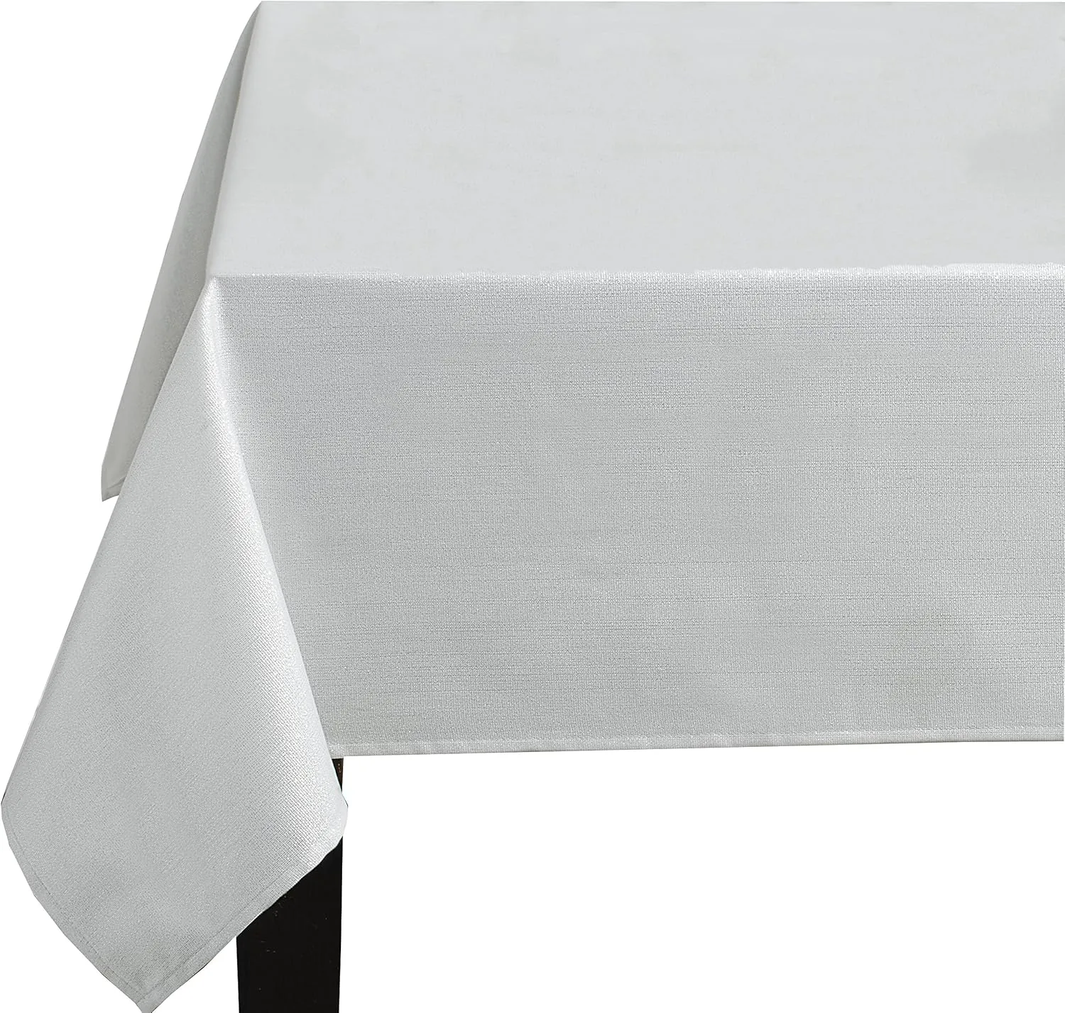 Benson Mills TC Glow Metallic Tablecloth, 60x104, Ivory/Silver