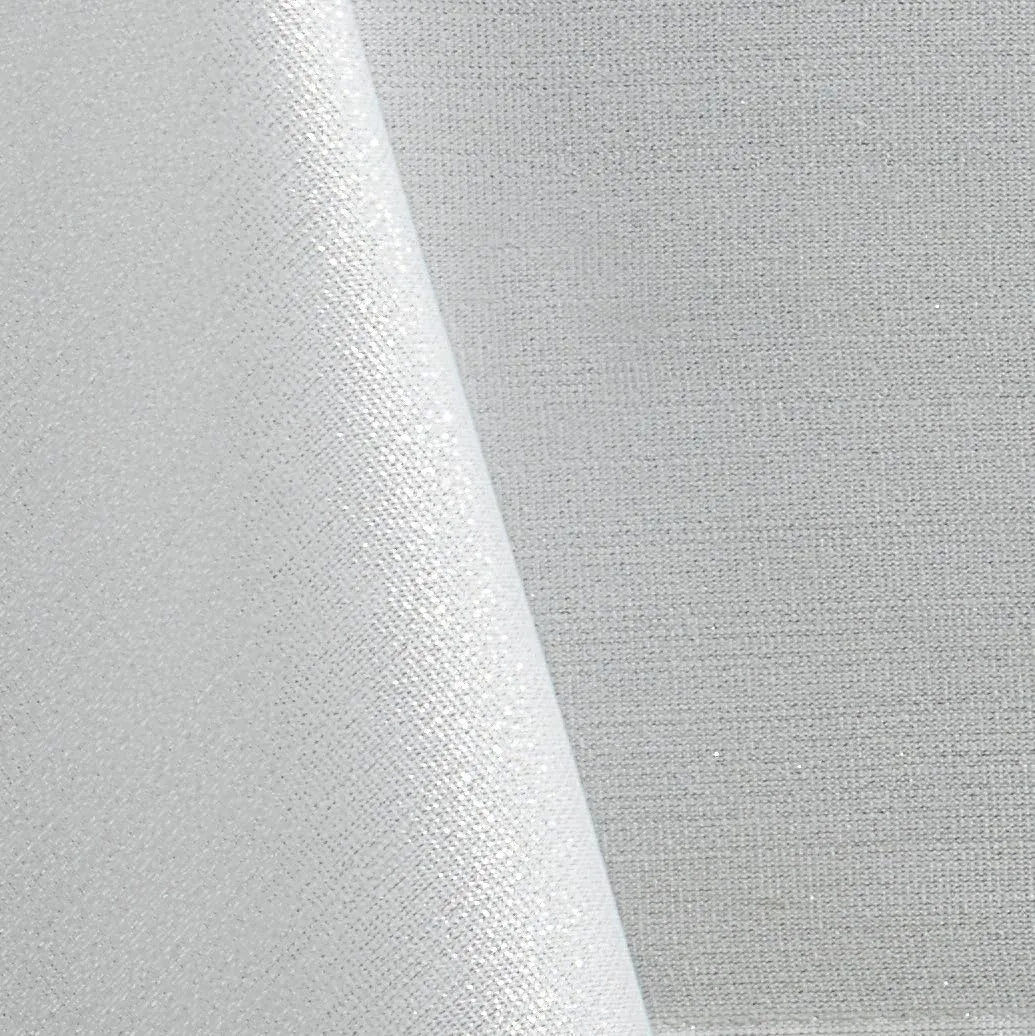 Benson Mills TC Glow Metallic Tablecloth, 60x104, Ivory/Silver