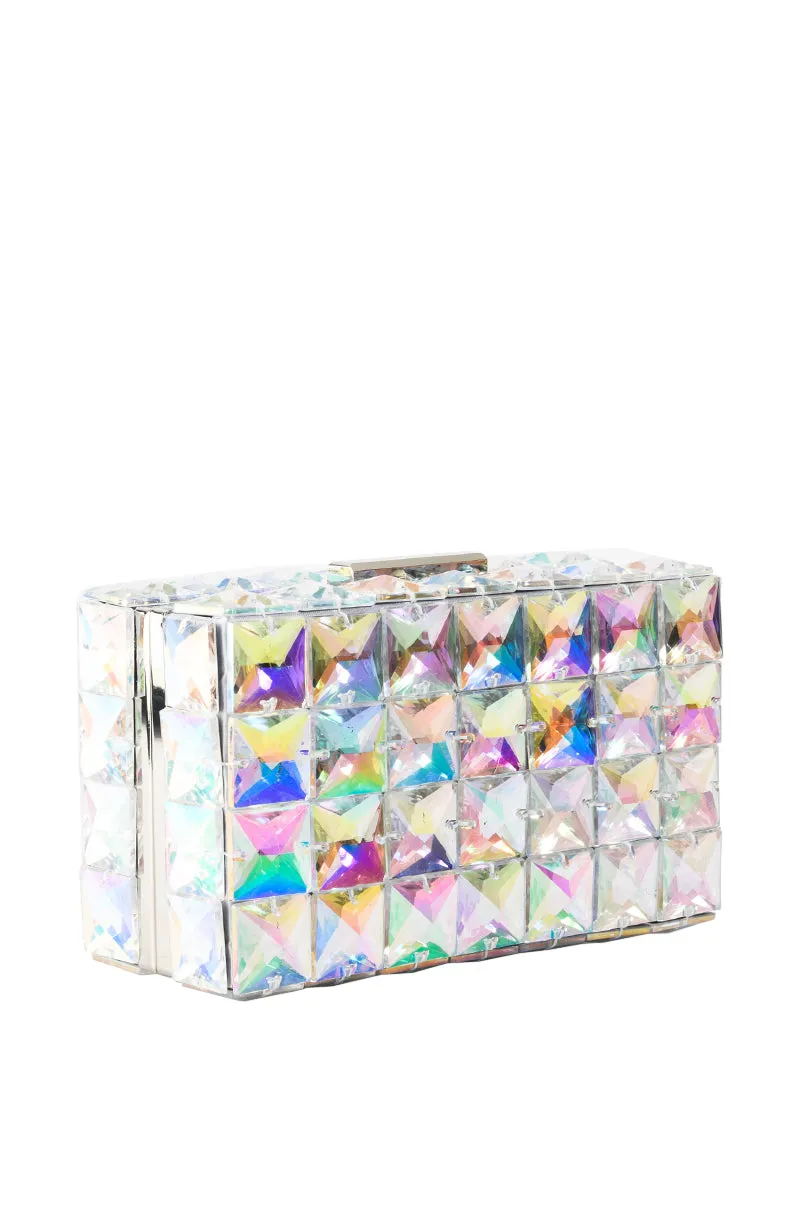 BIG SPENDER CRYSTALIZED BOX CLUTCH