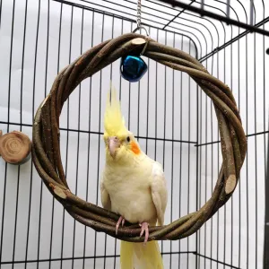 Bird Standing Frame Rattan Ring, Chewing Toy in Bird Cage