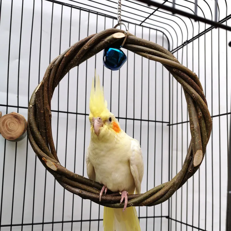 Bird Standing Frame Rattan Ring, Chewing Toy in Bird Cage
