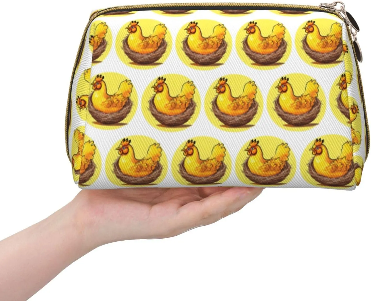 Bird'S Nest Golden Chickenmakeup Bag Organizer,Toiletry Cosmetic Bag,Zipper Pouch Brushes Storage Case(Large)