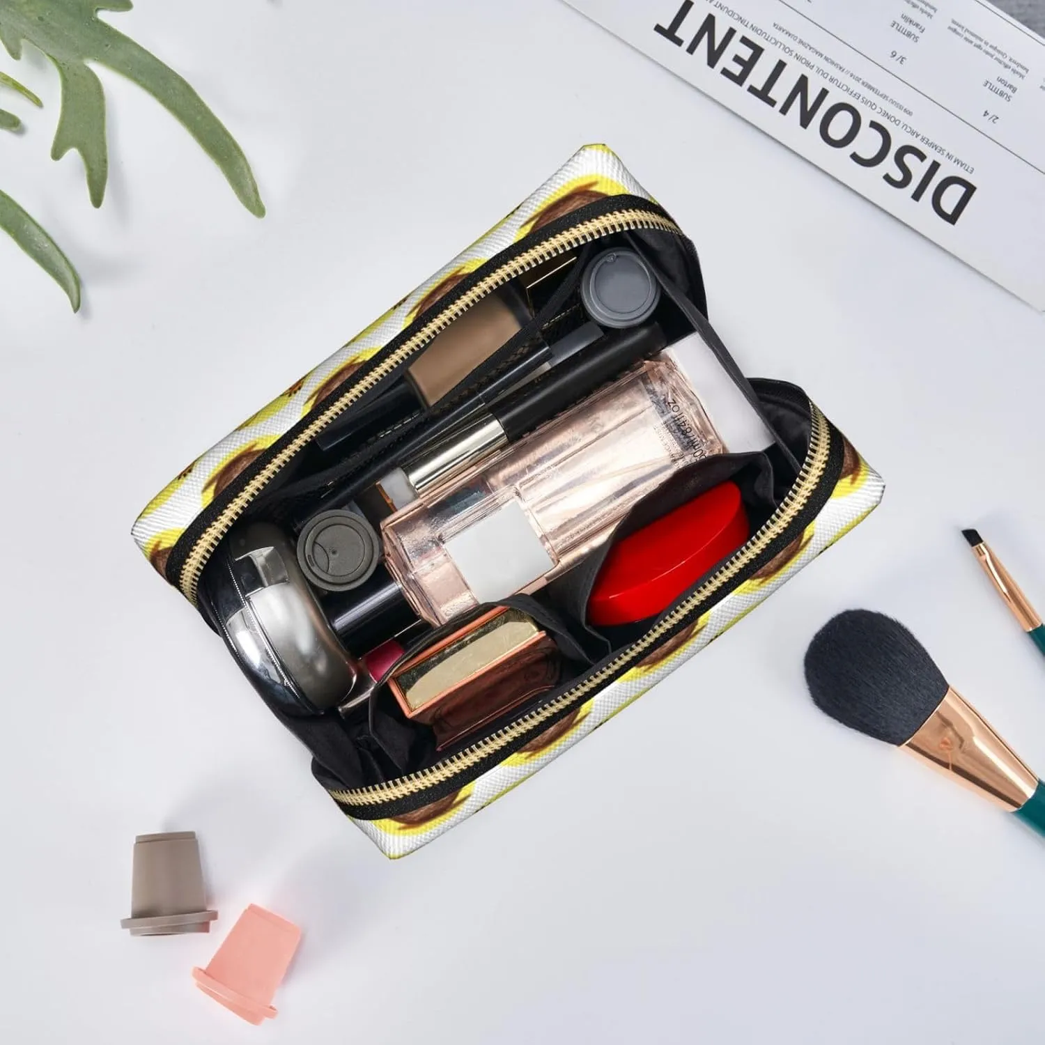 Bird'S Nest Golden Chickenmakeup Bag Organizer,Toiletry Cosmetic Bag,Zipper Pouch Brushes Storage Case(Large)