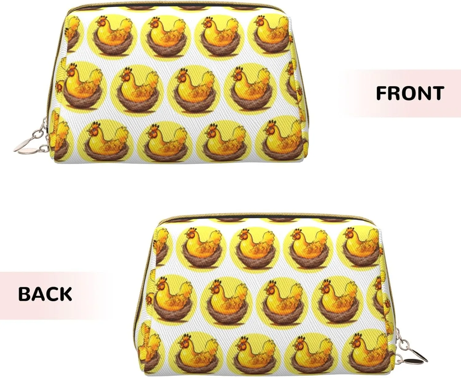 Bird'S Nest Golden Chickenmakeup Bag Organizer,Toiletry Cosmetic Bag,Zipper Pouch Brushes Storage Case(Large)