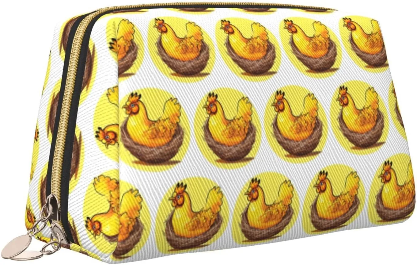 Bird'S Nest Golden Chickenmakeup Bag Organizer,Toiletry Cosmetic Bag,Zipper Pouch Brushes Storage Case(Large)