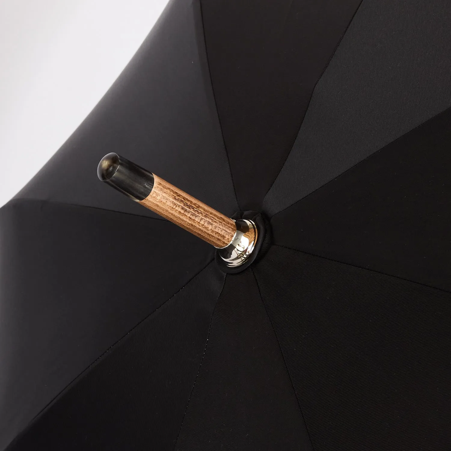 Black Canopy Umbrella with Malacca Handle and Horn Tip