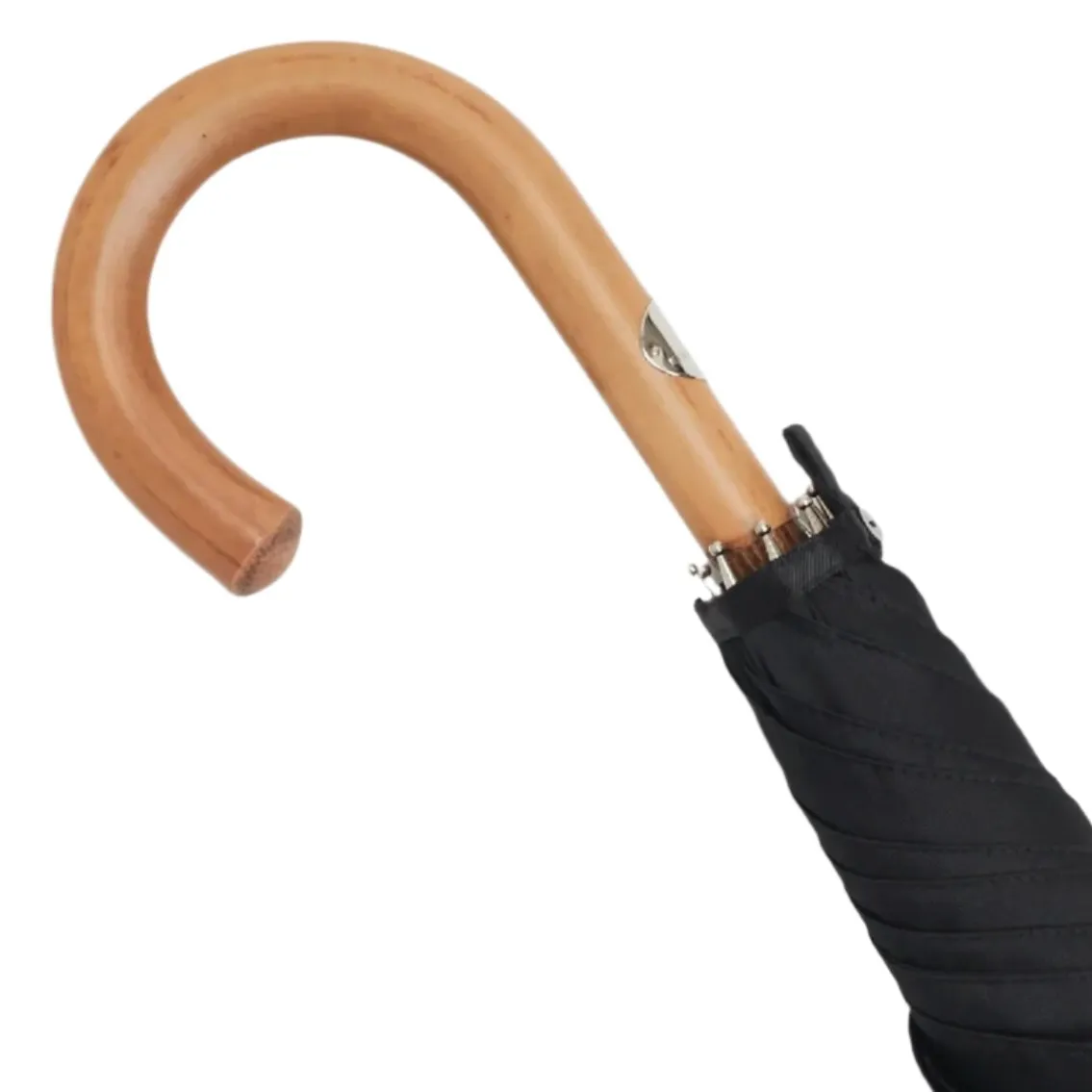 Black Canopy Umbrella with Malacca Handle and Horn Tip