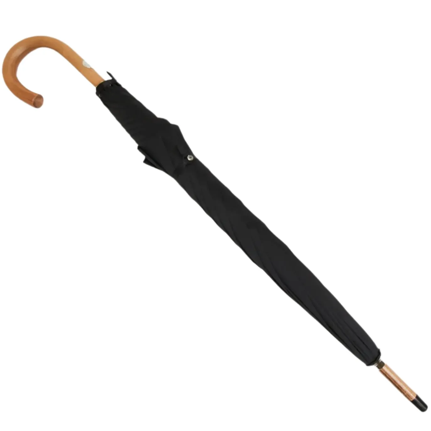 Black Canopy Umbrella with Malacca Handle and Horn Tip