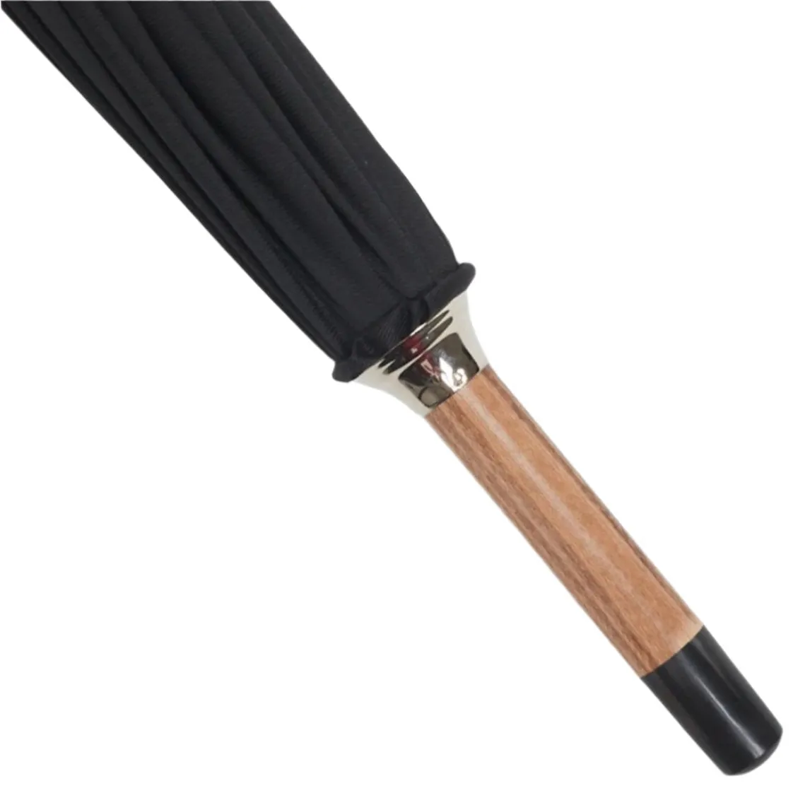 Black Canopy Umbrella with Malacca Handle and Horn Tip