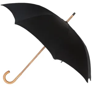 Black Canopy Umbrella with Malacca Handle and Horn Tip