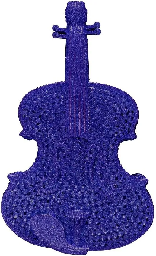 Bling Crossbody Purses and Handbags Rhinestone Diamond Clutch Purses for Women Shoulder Bag for Wedding Violin Blue