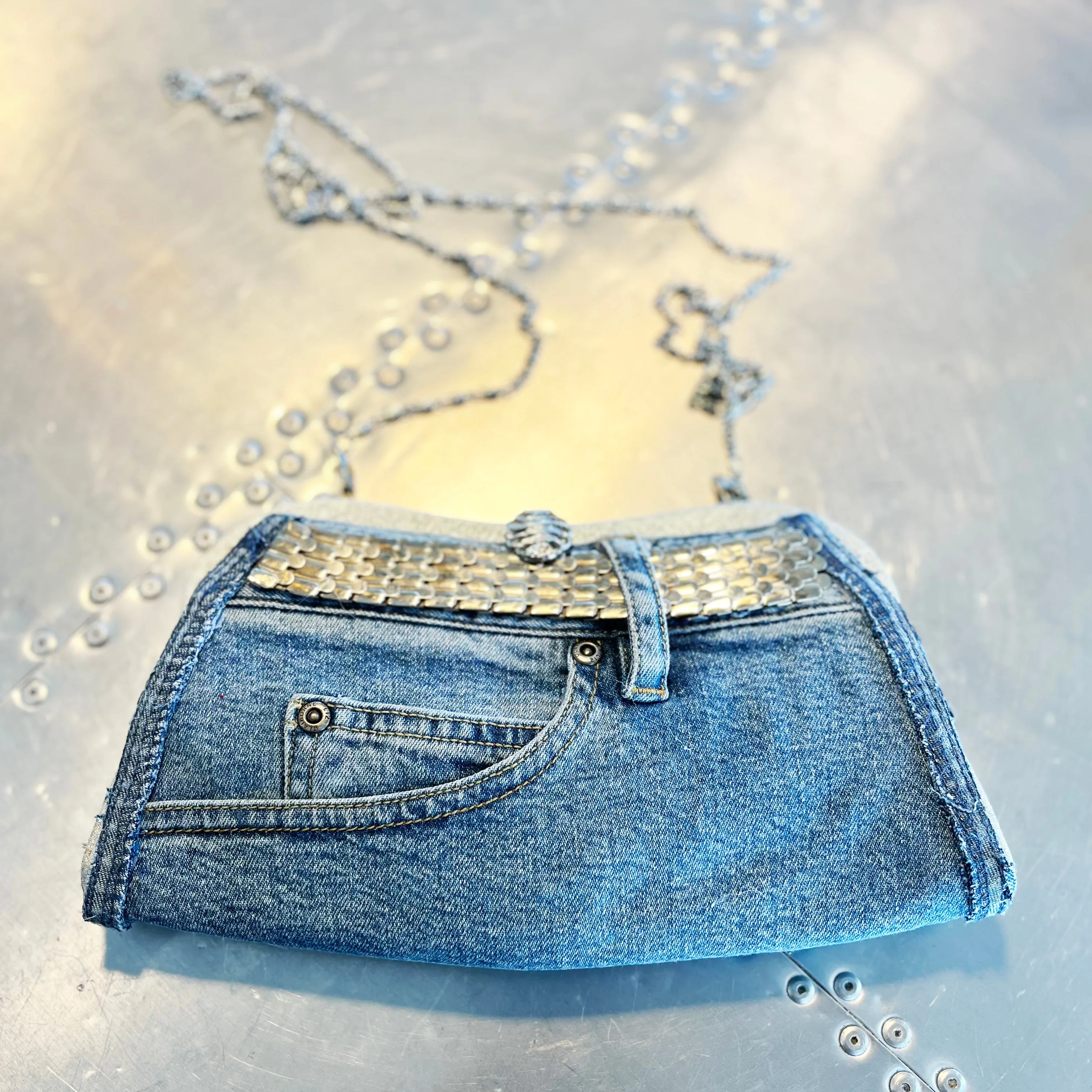 Blue Denim Jeans Clutch