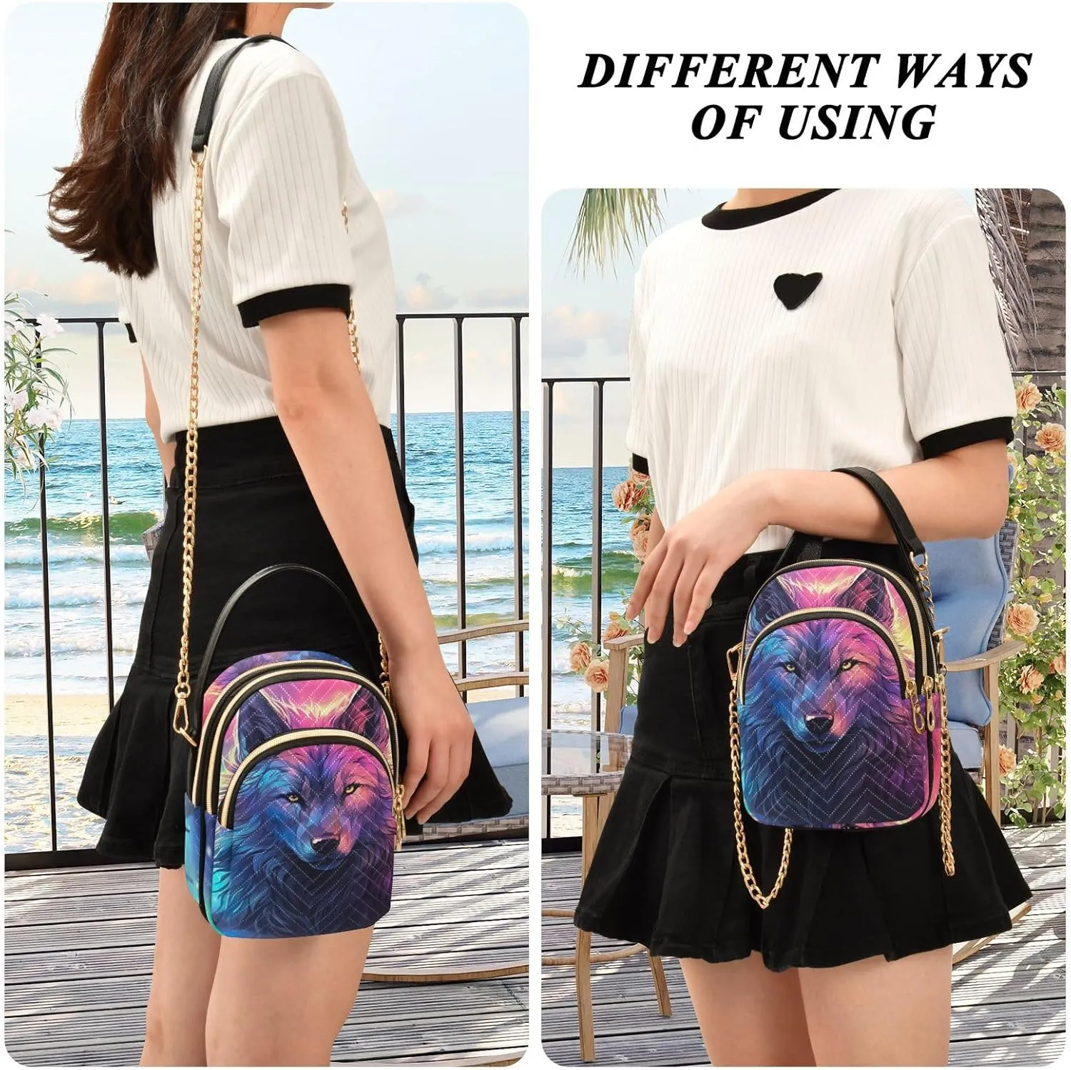 Blue Snowflakes over a Snowy Space Womens Crossbody Bags, Small Crossbody Bag with Strap, Comfortable Crossbody Bags