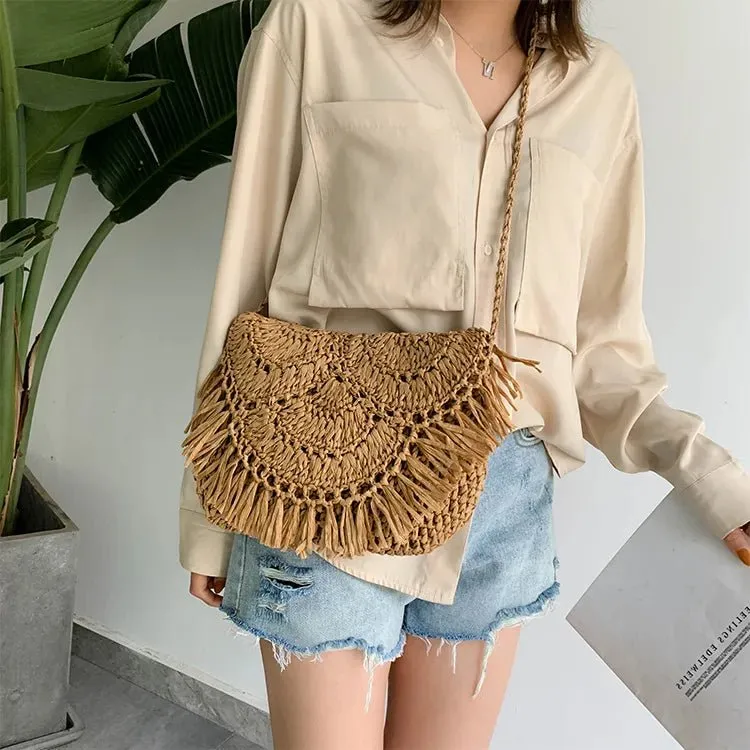 Boho Style Rattan Cross Bag