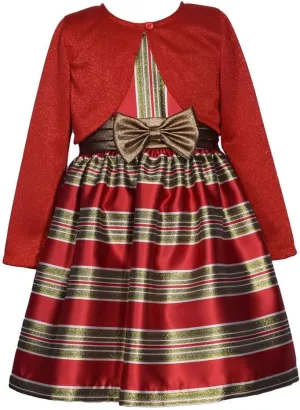 Bonnie Jean Christmas Dress with Red Cardigan for Baby, Toddler, Little and Big Girls