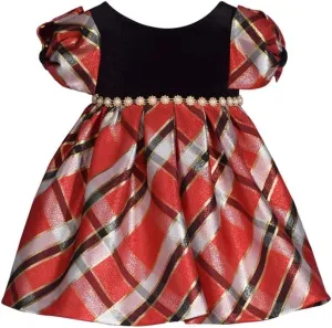 Bonnie Jean Girl's Christmas Dress - Holiday Plaid Dress for Baby, Toddler and Little Girls