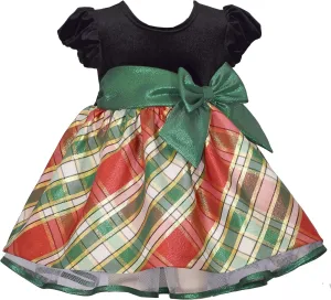Bonnie Jean Girl's Christmas Dress - Holiday Plaid Dress for Baby, Toddler and Little Girls