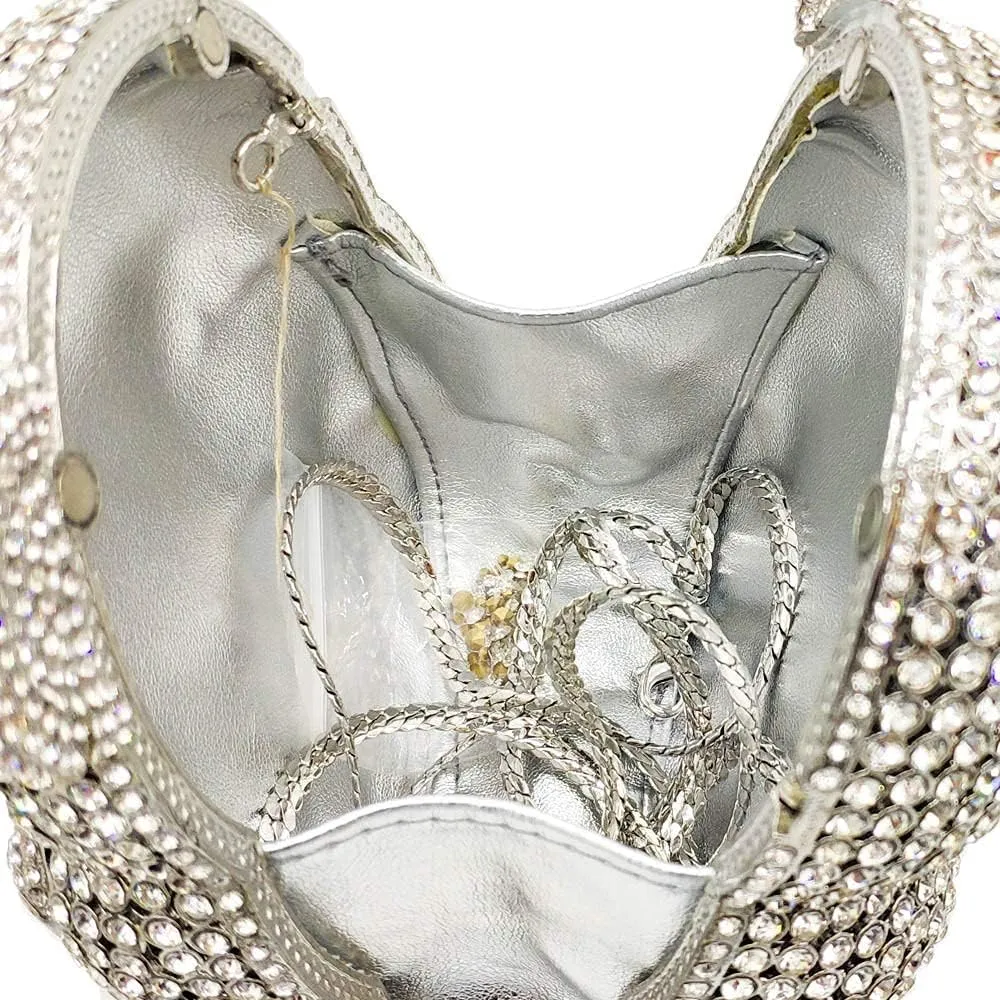 Boutique De FGG Bear Evening Bags and clutches for Women Formal Crystal Clutch Purse Party Animal Rhinestone Handbags,Mini