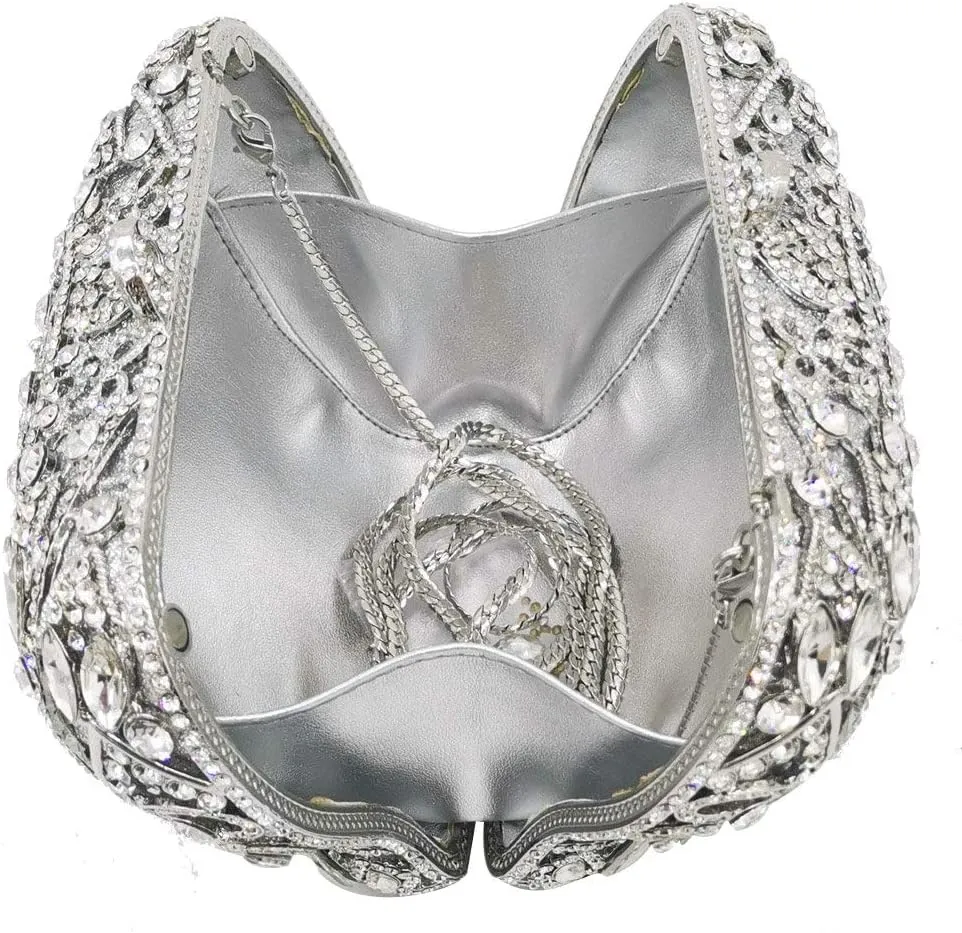 Boutique De FGG Crown Crystal Clutch Purse Women Formal Evening Minaudiere Handbags Party Dinner Rhinestone Clutch Bag,Mini