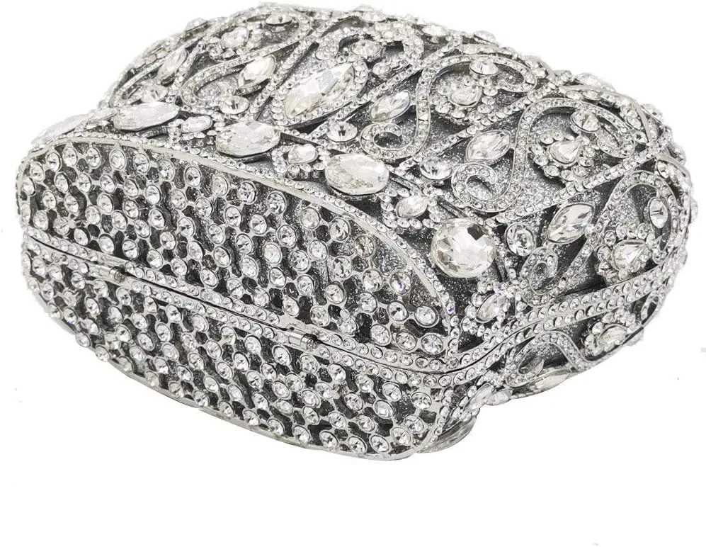 Boutique De FGG Crown Crystal Clutch Purse Women Formal Evening Minaudiere Handbags Party Dinner Rhinestone Clutch Bag,Mini