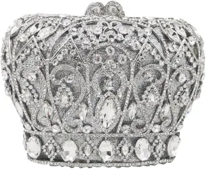 Boutique De FGG Crown Crystal Clutch Purse Women Formal Evening Minaudiere Handbags Party Dinner Rhinestone Clutch Bag,Mini