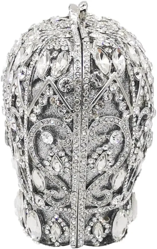 Boutique De FGG Crown Crystal Clutch Purse Women Formal Evening Minaudiere Handbags Party Dinner Rhinestone Clutch Bag,Mini