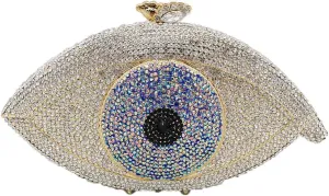 Boutique De FGG Evil Eye Clutch Purse for Women Glitter Evening Bags Crystal Clutch Party Dinner Rhinestone Handbag,Mini