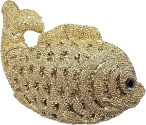 Boutique De FGG Fish Rhinestone Clutch Purses for Women Formal Evening Bags Prom Purse Wedding Party Crystal Clutch Bag,Mini