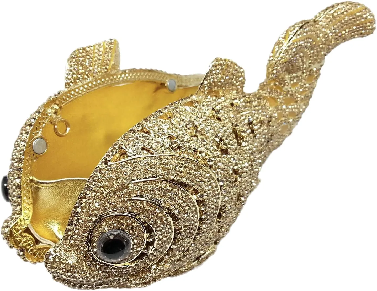 Boutique De FGG Fish Rhinestone Clutch Purses for Women Formal Evening Bags Prom Purse Wedding Party Crystal Clutch Bag,Mini