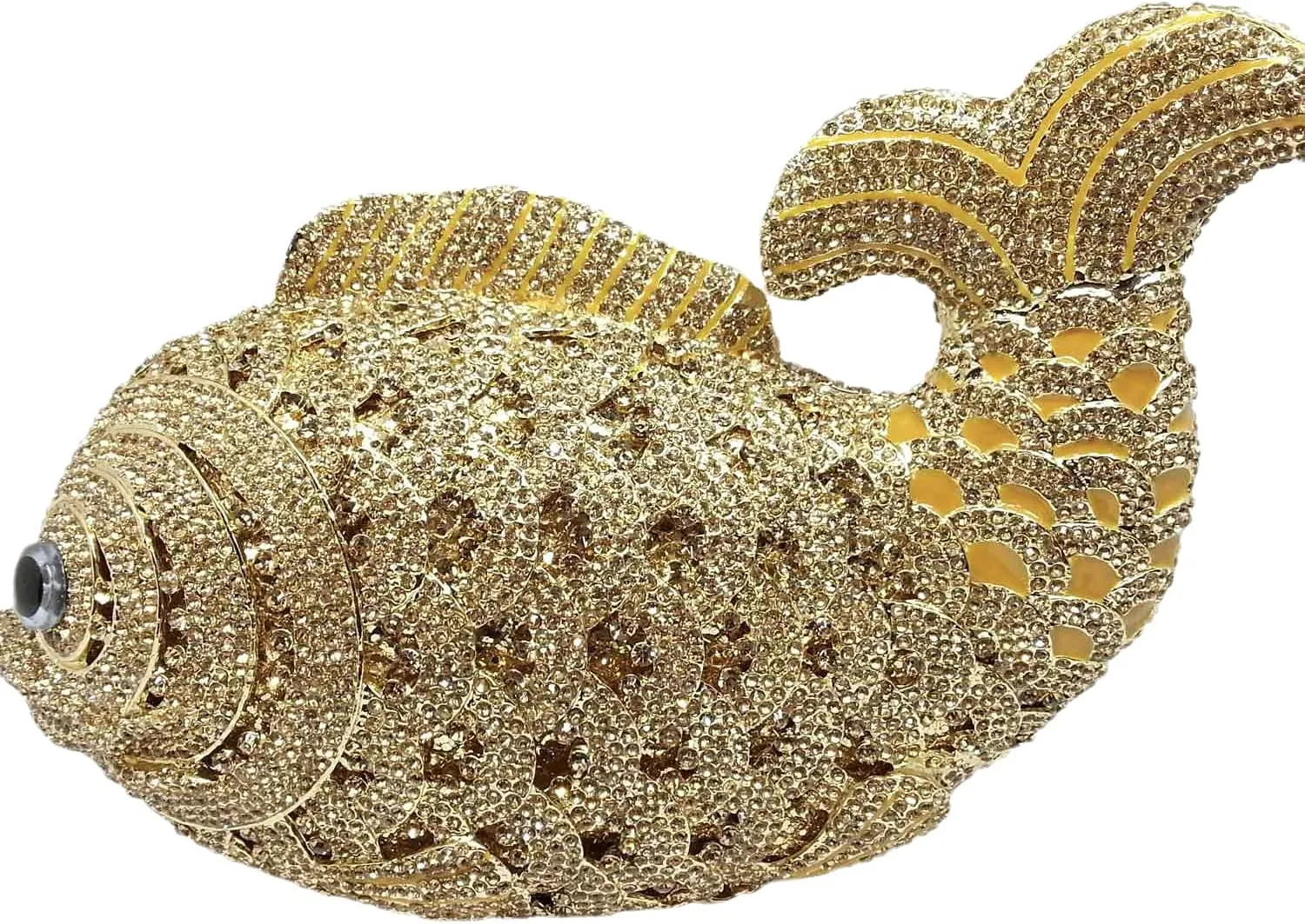 Boutique De FGG Fish Rhinestone Clutch Purses for Women Formal Evening Bags Prom Purse Wedding Party Crystal Clutch Bag,Mini