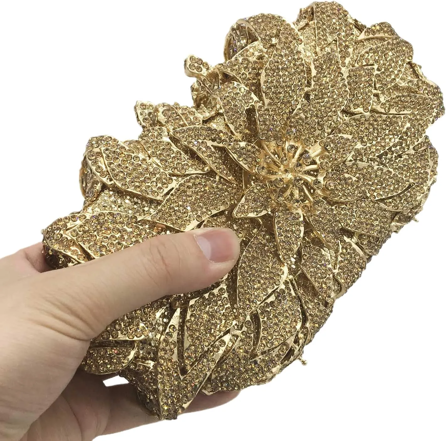 Boutique De FGG Flower Rhinestones Clutch Evening Bags for Women Formal Party Crystal Clutch Purse Wedding Handbags,Mini