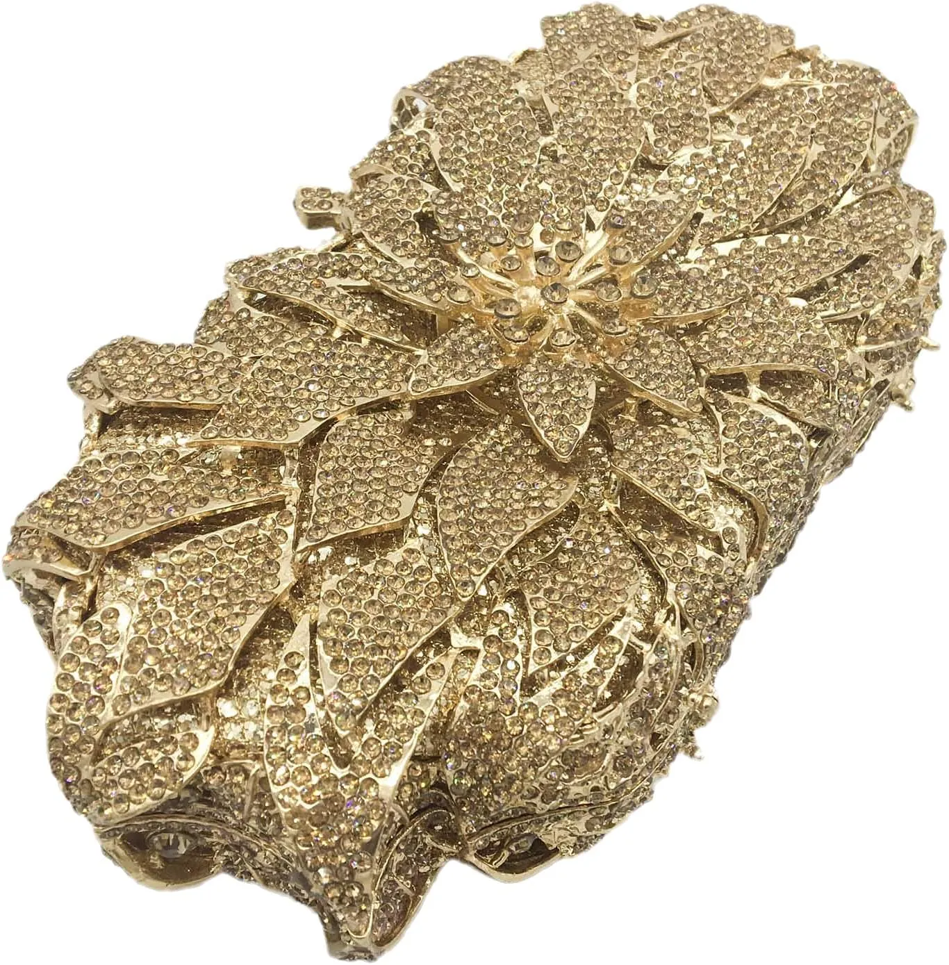 Boutique De FGG Flower Rhinestones Clutch Evening Bags for Women Formal Party Crystal Clutch Purse Wedding Handbags,Mini