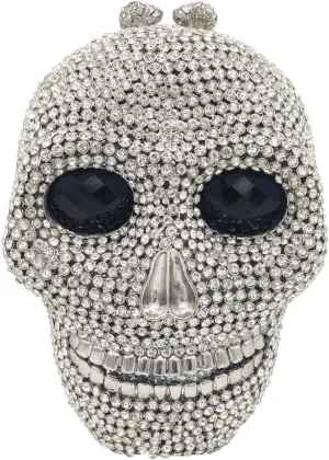 Boutique De FGG Skull Crystal Clutch Purse for Women Formal Rhinestone Clutch Evening Bag Halloween Minaudiere Handbag,Mini