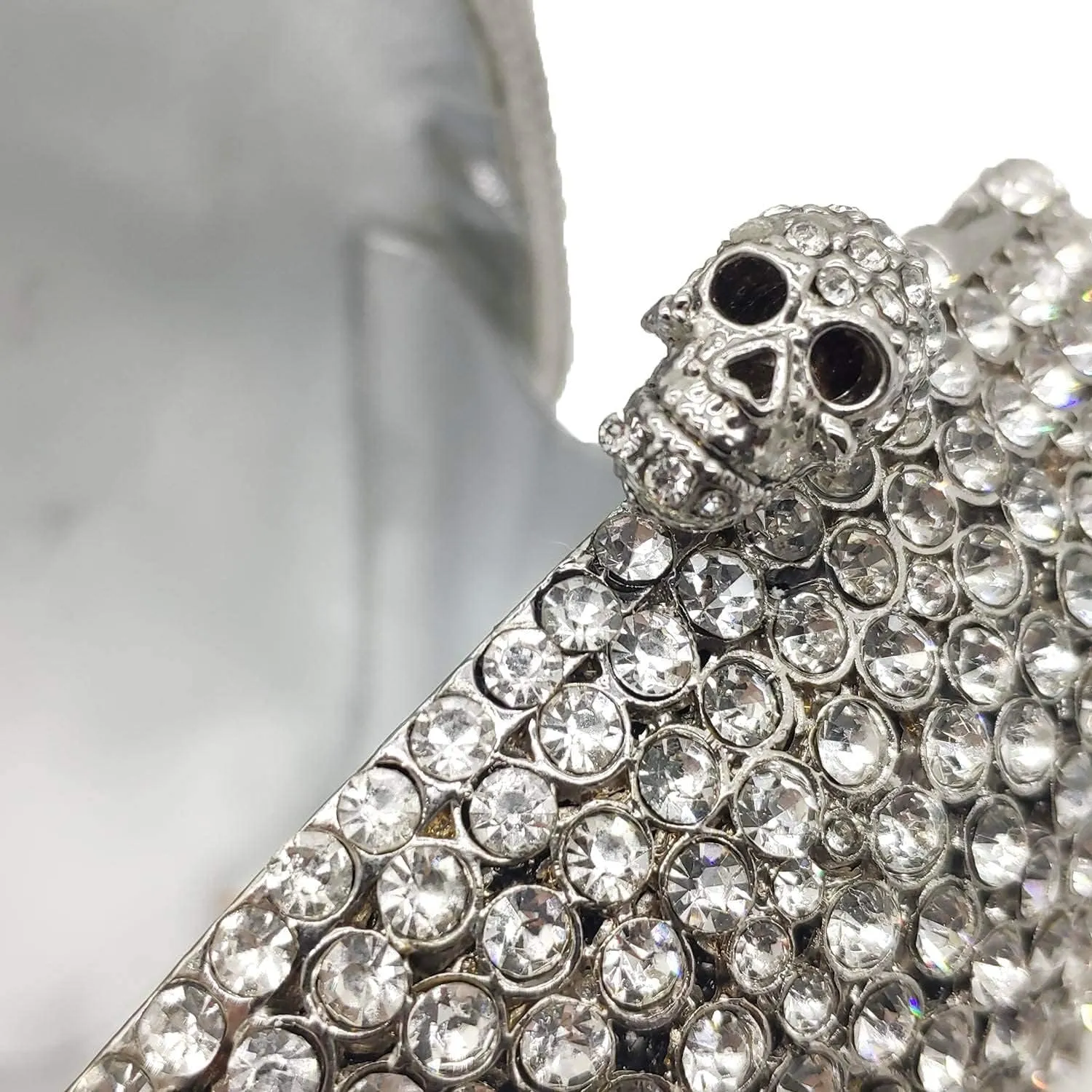 Boutique De FGG Skull Crystal Clutch Purse for Women Formal Rhinestone Clutch Evening Bag Halloween Minaudiere Handbag,Mini