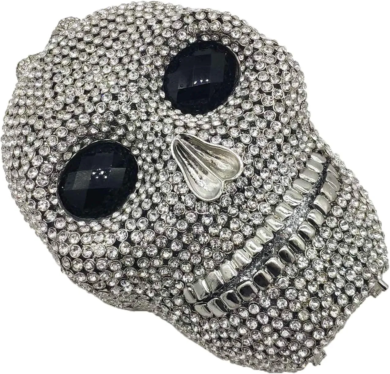 Boutique De FGG Skull Crystal Clutch Purse for Women Formal Rhinestone Clutch Evening Bag Halloween Minaudiere Handbag,Mini