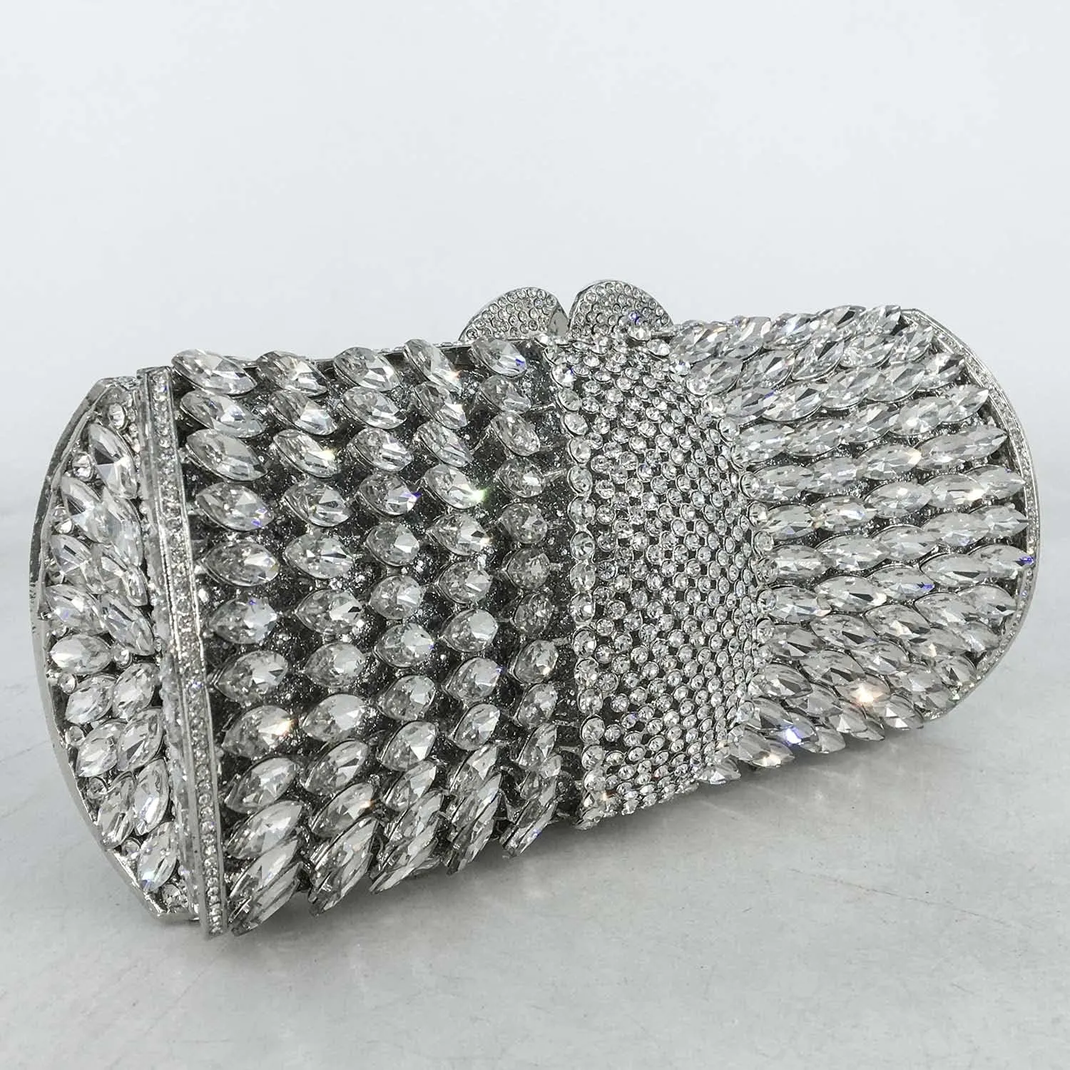 Boutique De FGG Sparkly Crystal Clutch Purse for Women Evening Bags with Spikes Wedding Party Rhinestone Clutch Handbag,Mini