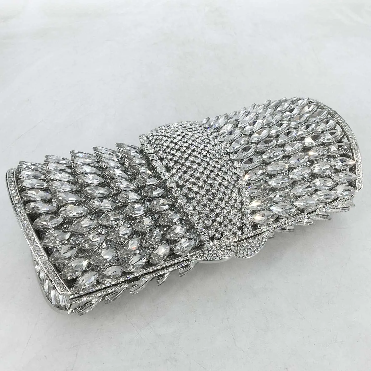 Boutique De FGG Sparkly Crystal Clutch Purse for Women Evening Bags with Spikes Wedding Party Rhinestone Clutch Handbag,Mini