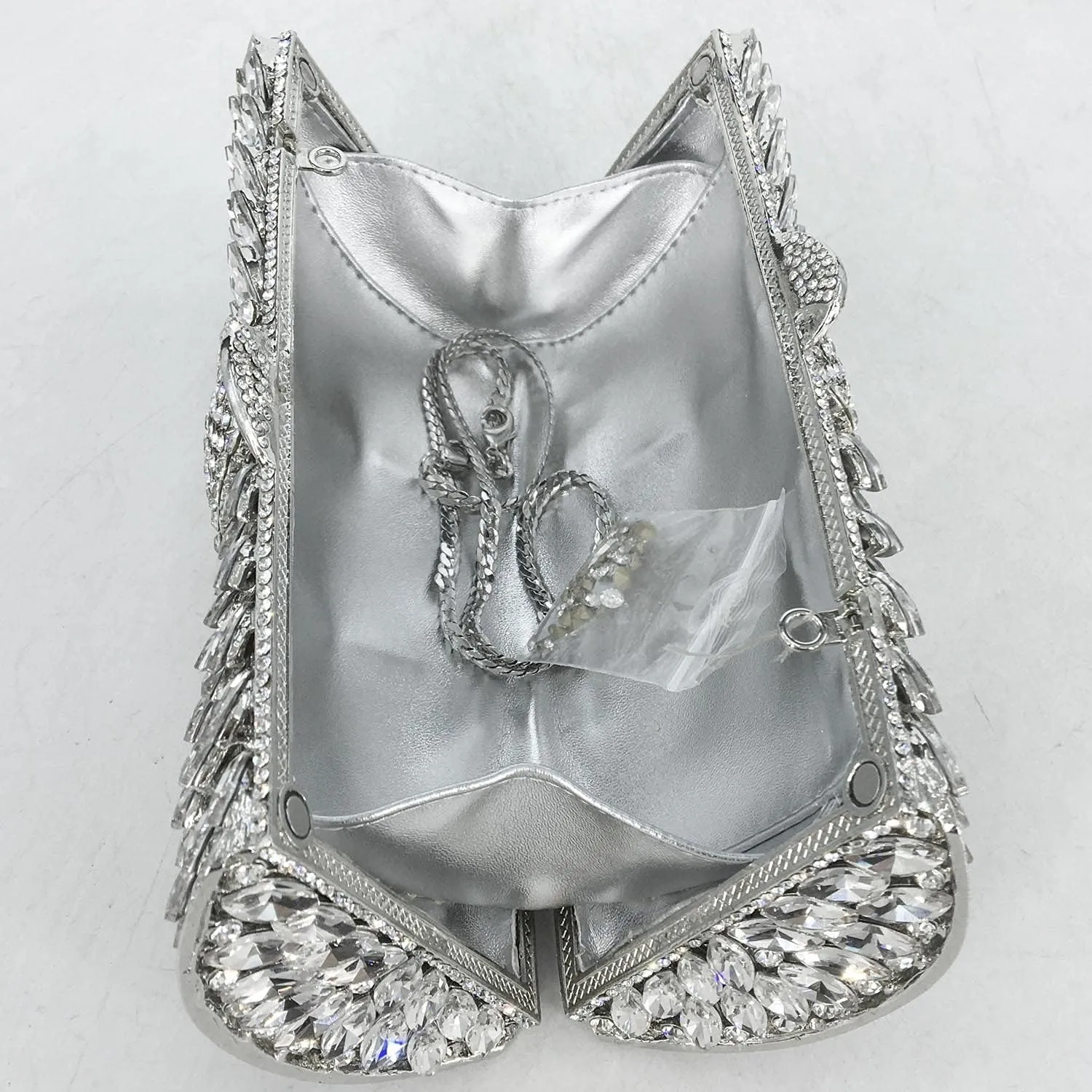 Boutique De FGG Sparkly Crystal Clutch Purse for Women Evening Bags with Spikes Wedding Party Rhinestone Clutch Handbag,Mini