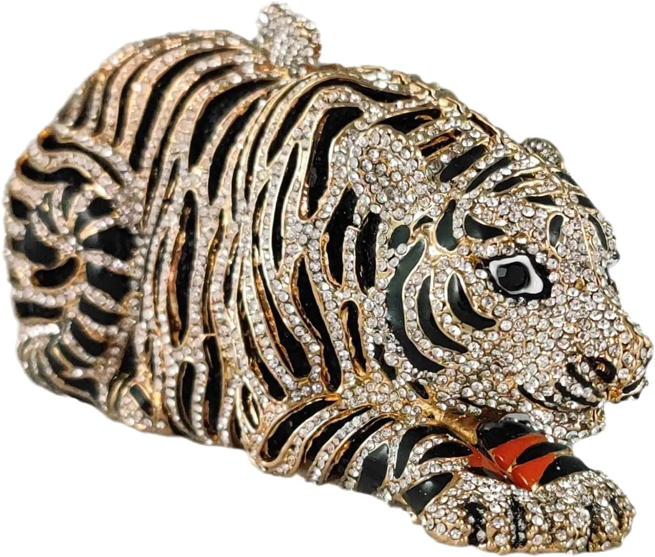 Boutique De FGG Tiger Rhinestone Clutch Purse for Women Formal Evening Bag Sparkly Bridal Wedding Crystal Clutch Bag,Mini