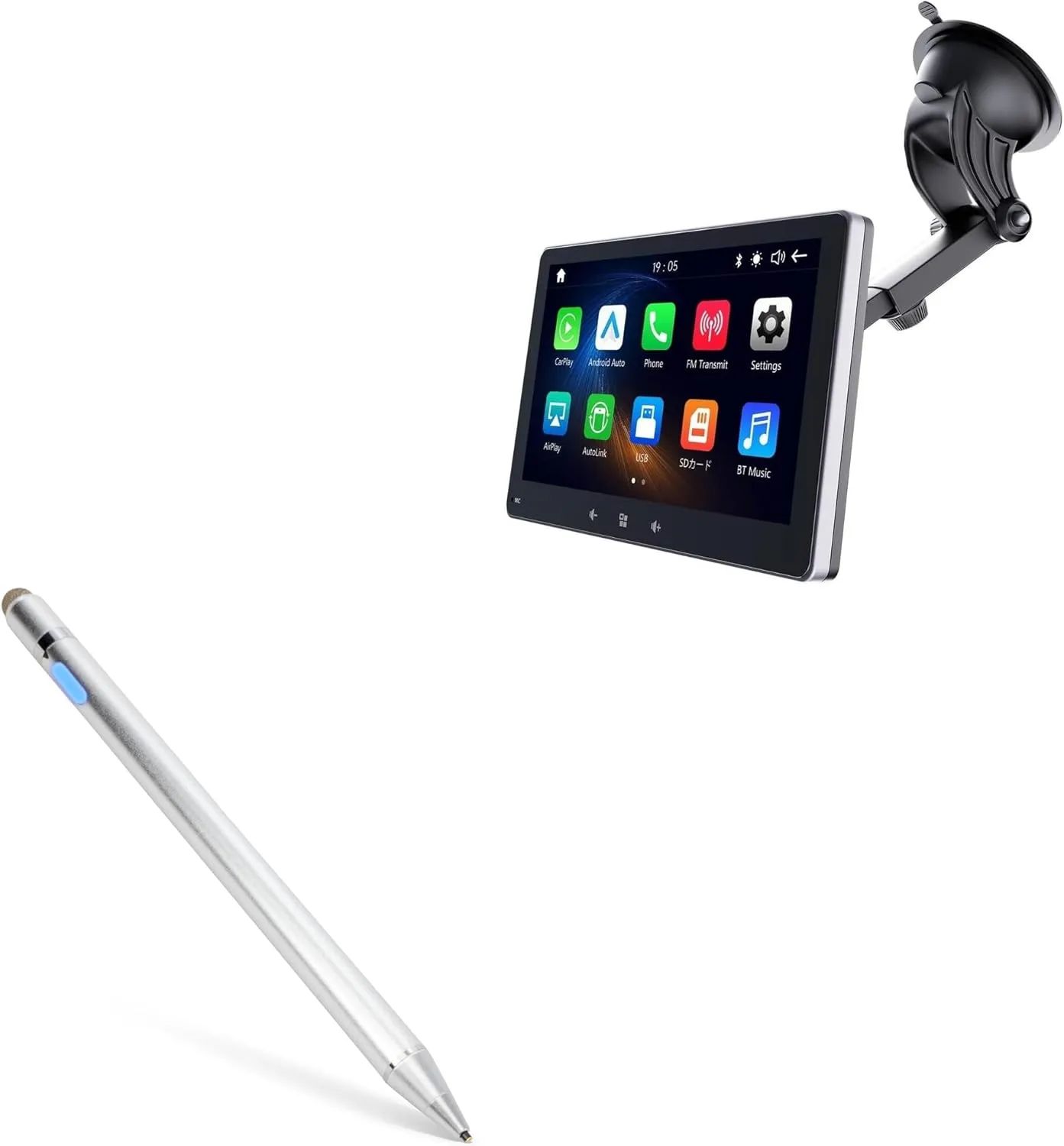 BoxWave Stylus Pen Compatible with Eonon E20S - AccuPoint Active Stylus, Electronic Stylus with Ultra Fine Tip - Metallic Silver