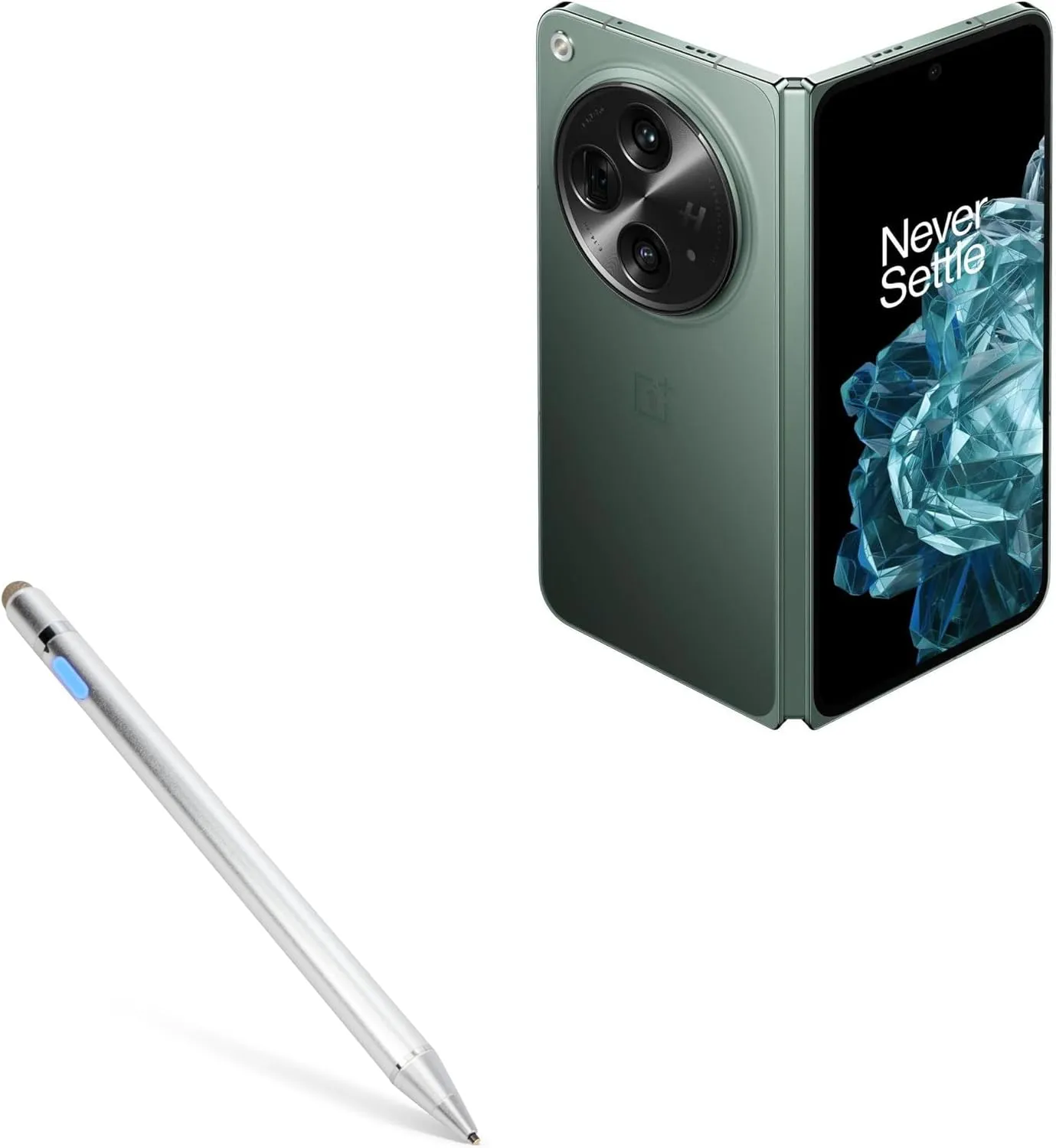 BoxWave Stylus Pen Compatible with OnePlus Open - AccuPoint Active Stylus, Electronic Stylus with Ultra Fine Tip - Metallic Silver